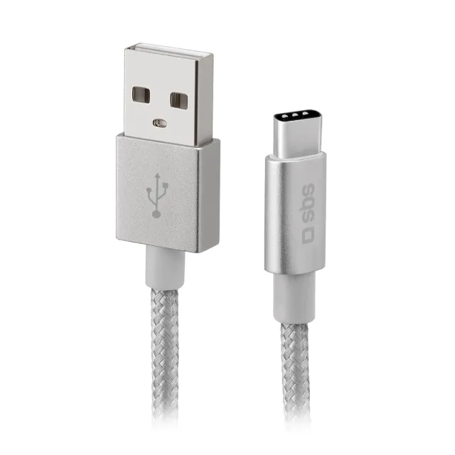 SBS USB-C Nylon Kabel 1,5 m USB-A silber