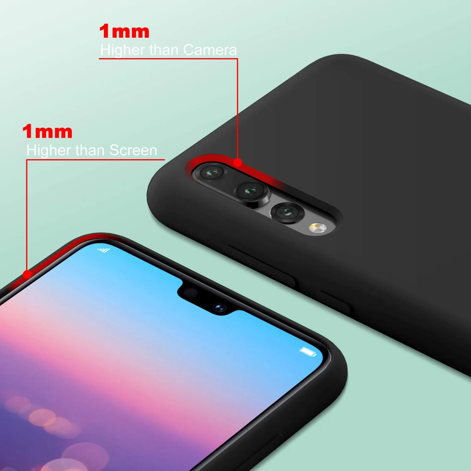 YATWIN Huawei P20 Pro Handyhülle Silikon Schwarz Mikrofaser