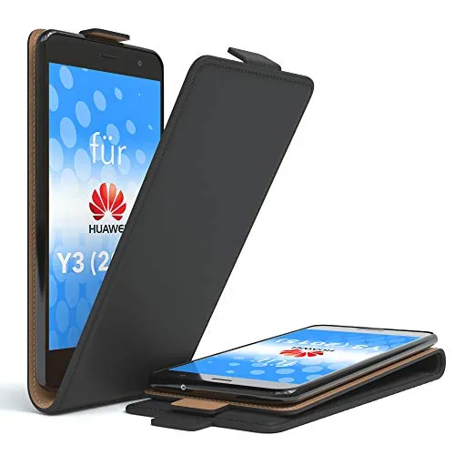 EAZY CASE Huawei Y3 2015 Klapphülle Schwarz Kunstleder