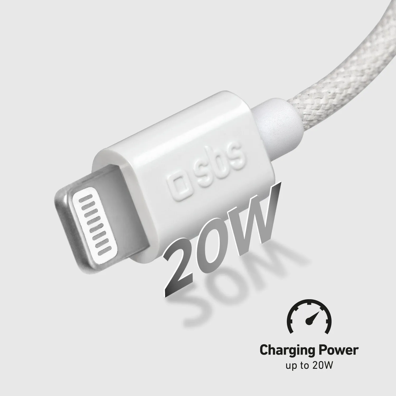 SBS USB-A Lightning Kabel 1,5m Stoff MFi schwarz