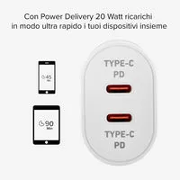 SBS 20W Wandladegerät Dual USB-C Power Delivery weiß