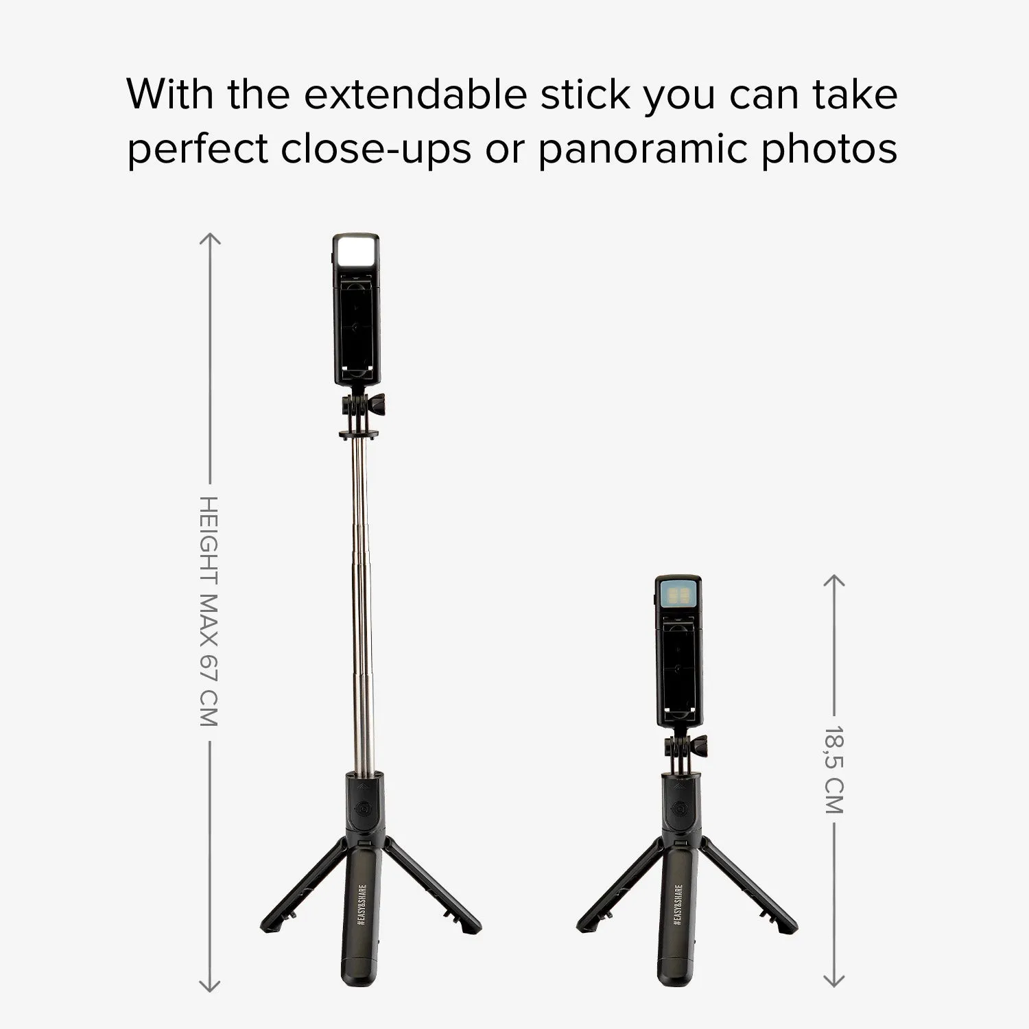 SBS Selfie-Stick Wireless LED 67cm Schwarz Bluetooth