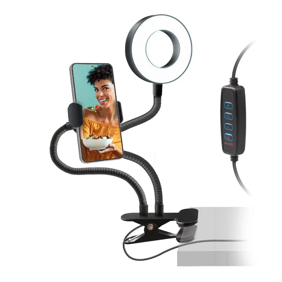 SBS LED-Ringlicht mit Tischclip 9 cm 3 Lichtfarben