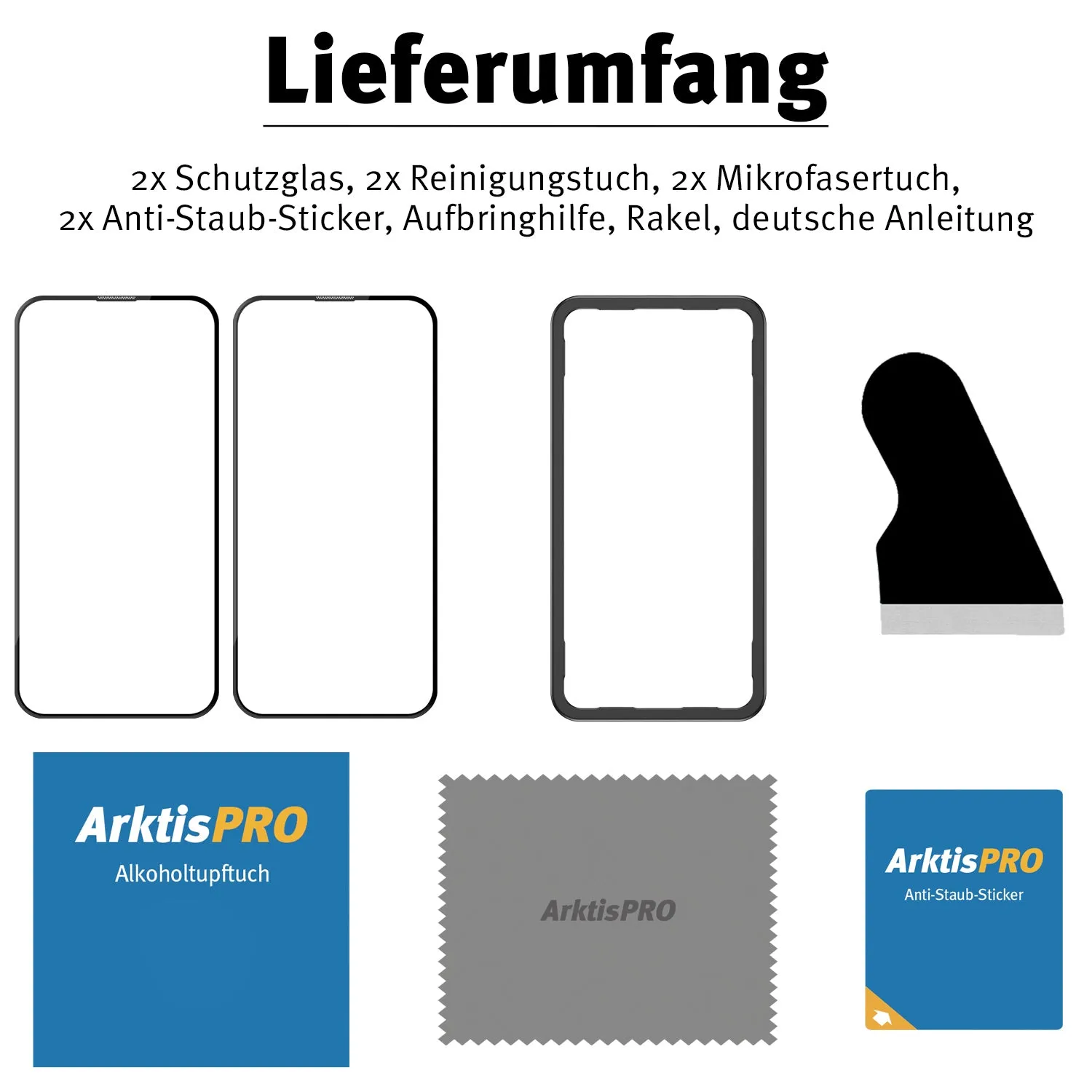 arktis iPhone 15 Full Cover Panzerglas 2er Set 9H