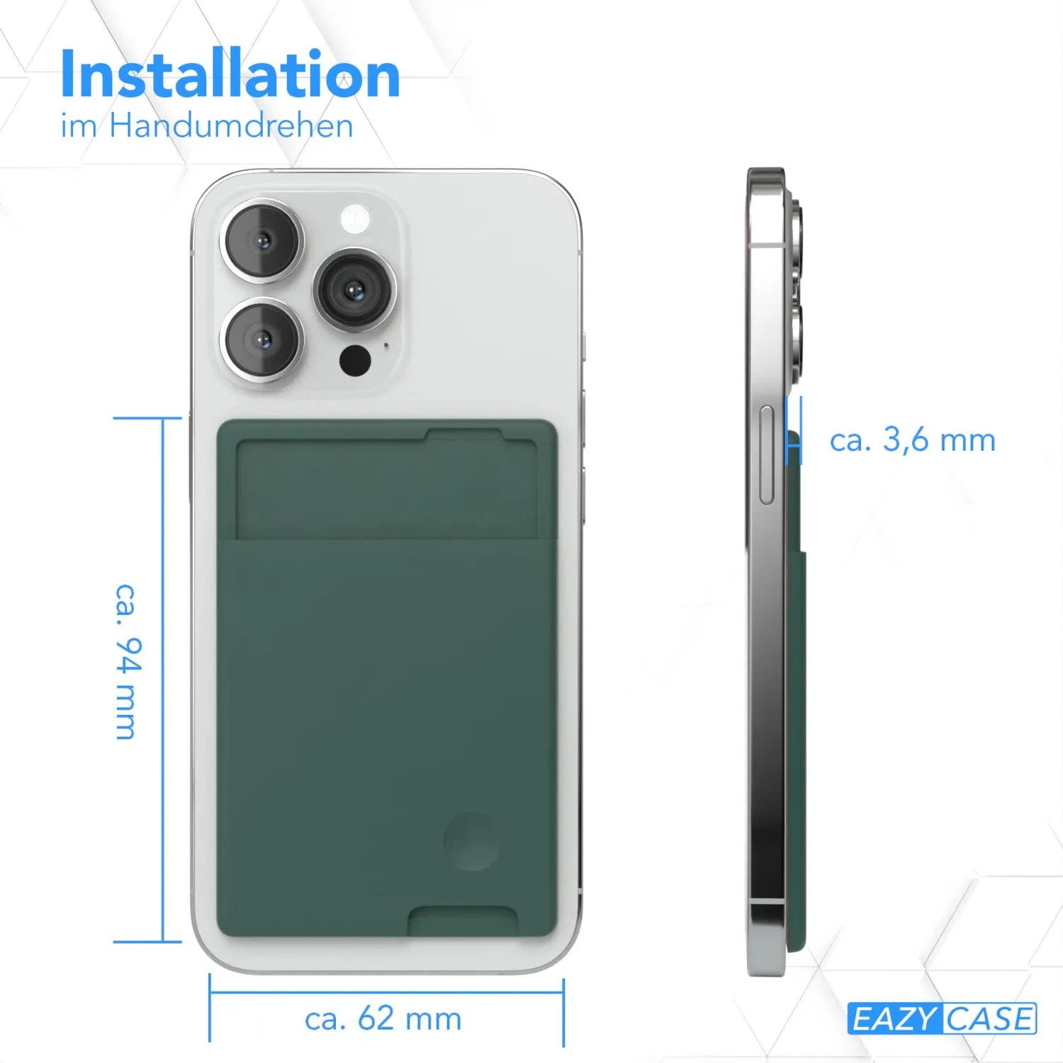 EAZY CASE Silikon Kartenhalter Handy Nacht Grün selbstklebend