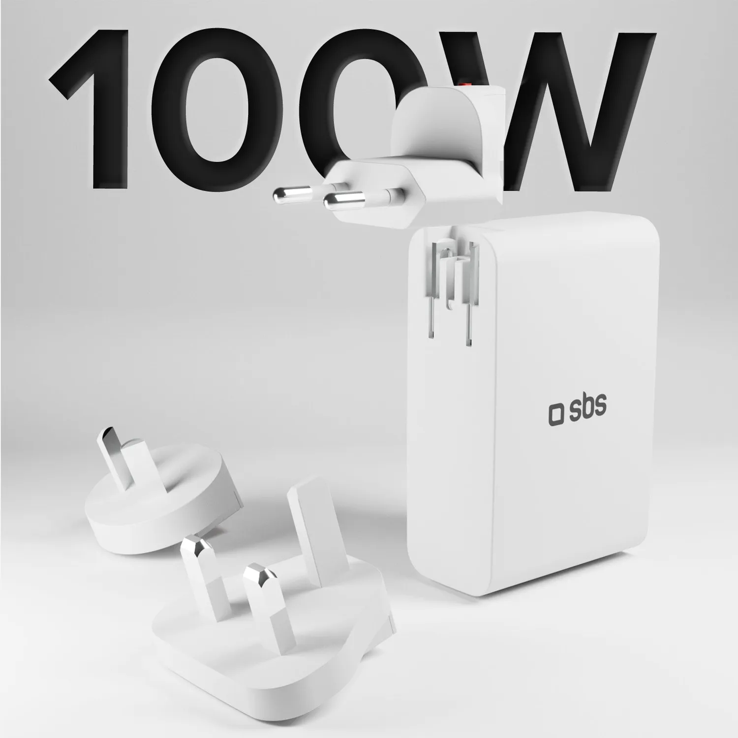 SBS 100W Universal Reiseadapter Ladegerät 4-Port GaN