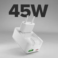 SBS Flexy 45W Wandladegerät USB-C PD USB-A Klappstecker