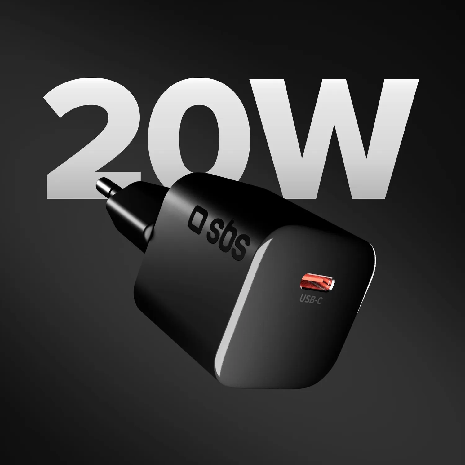 SBS Mini Ladegerät USB-C 20W GaN PD für Handy schwarz