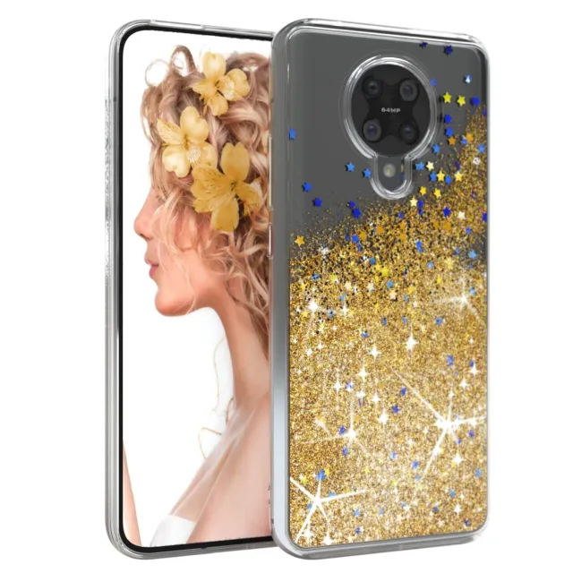 EAZY CASE Poco F2 Pro Glitzerhülle Liquid Gold Transparent
