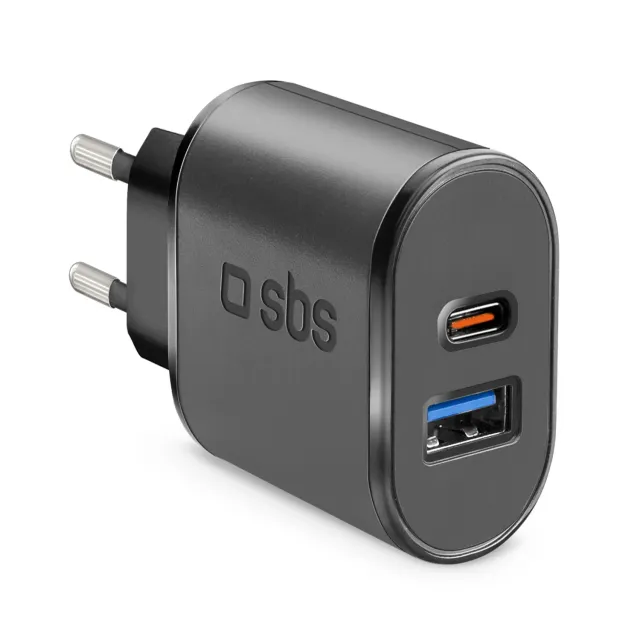 SBS 5.1A Reise-Ladegerät USB-C + USB Schnellladung
