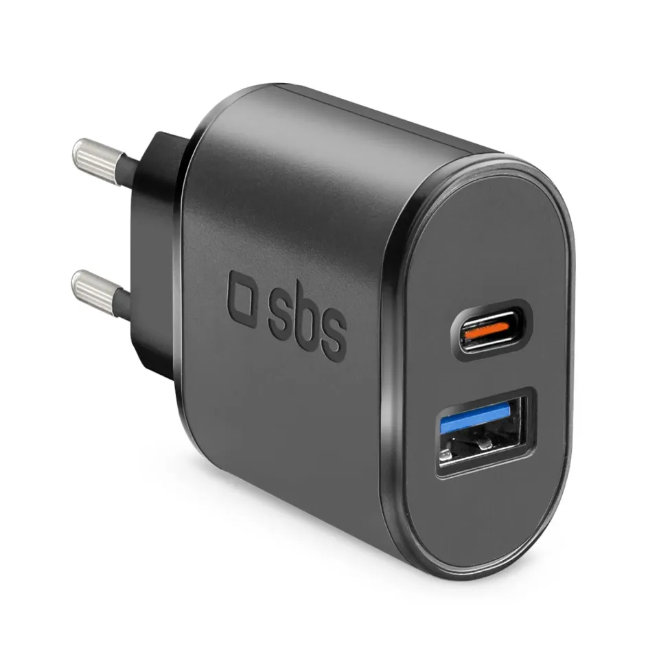 SBS 5.1A Reise-Ladegerät USB-C + USB Schnellladung