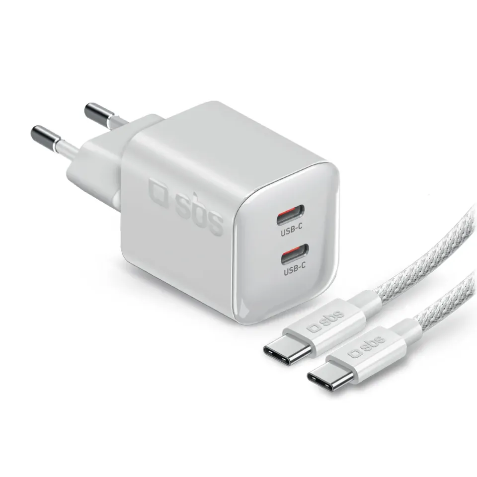 SBS 100W GaN Wandladegerät 2x USB-C + Kabel 1,5 m