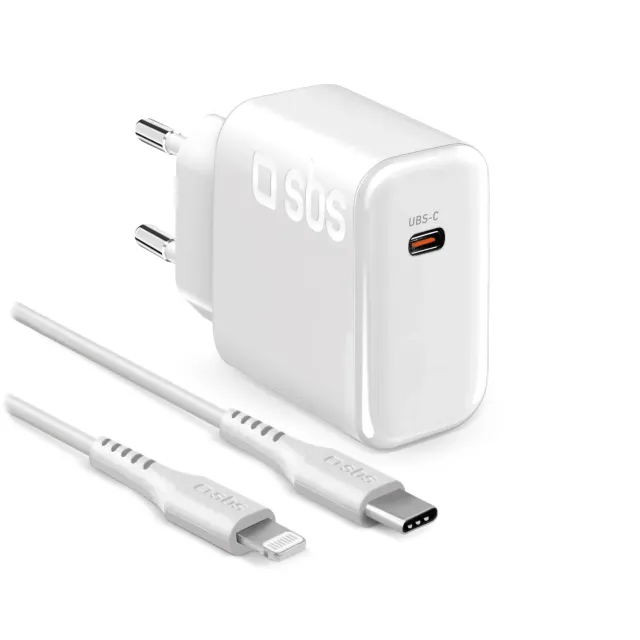 SBS 20W Wandladegerät Set USB-C Lightning 1m MFi PD