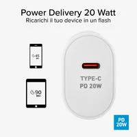 SBS 20W USB-C Wandladegerät Power Delivery Netzteil Weiß