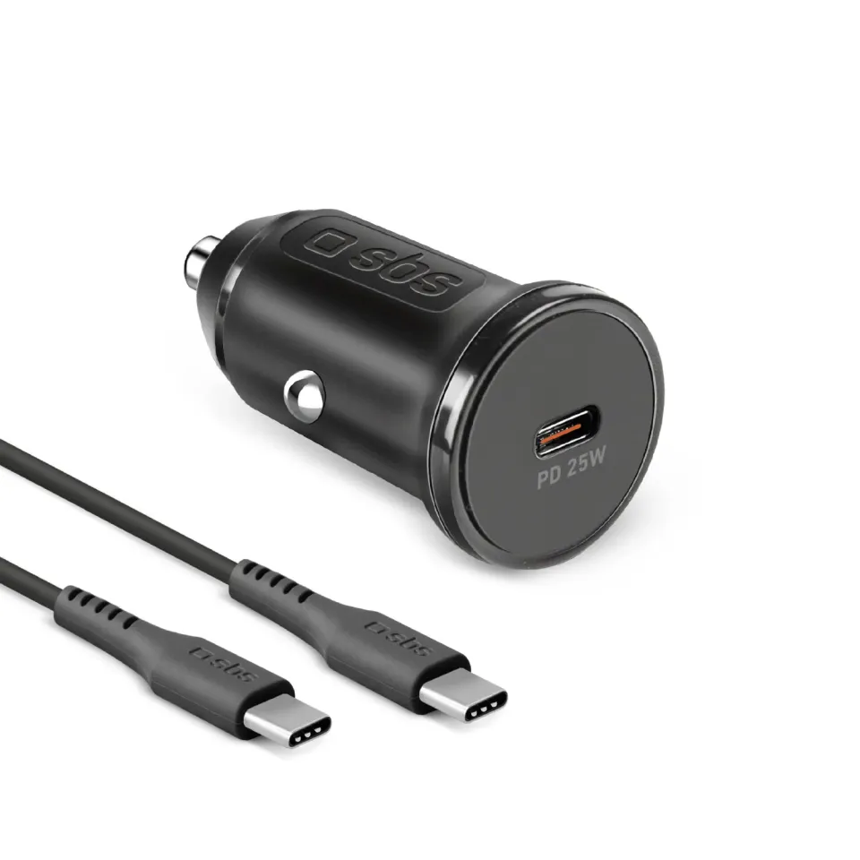 SBS 25W Auto Ladegerät USB-C PD mit Kabel 1m