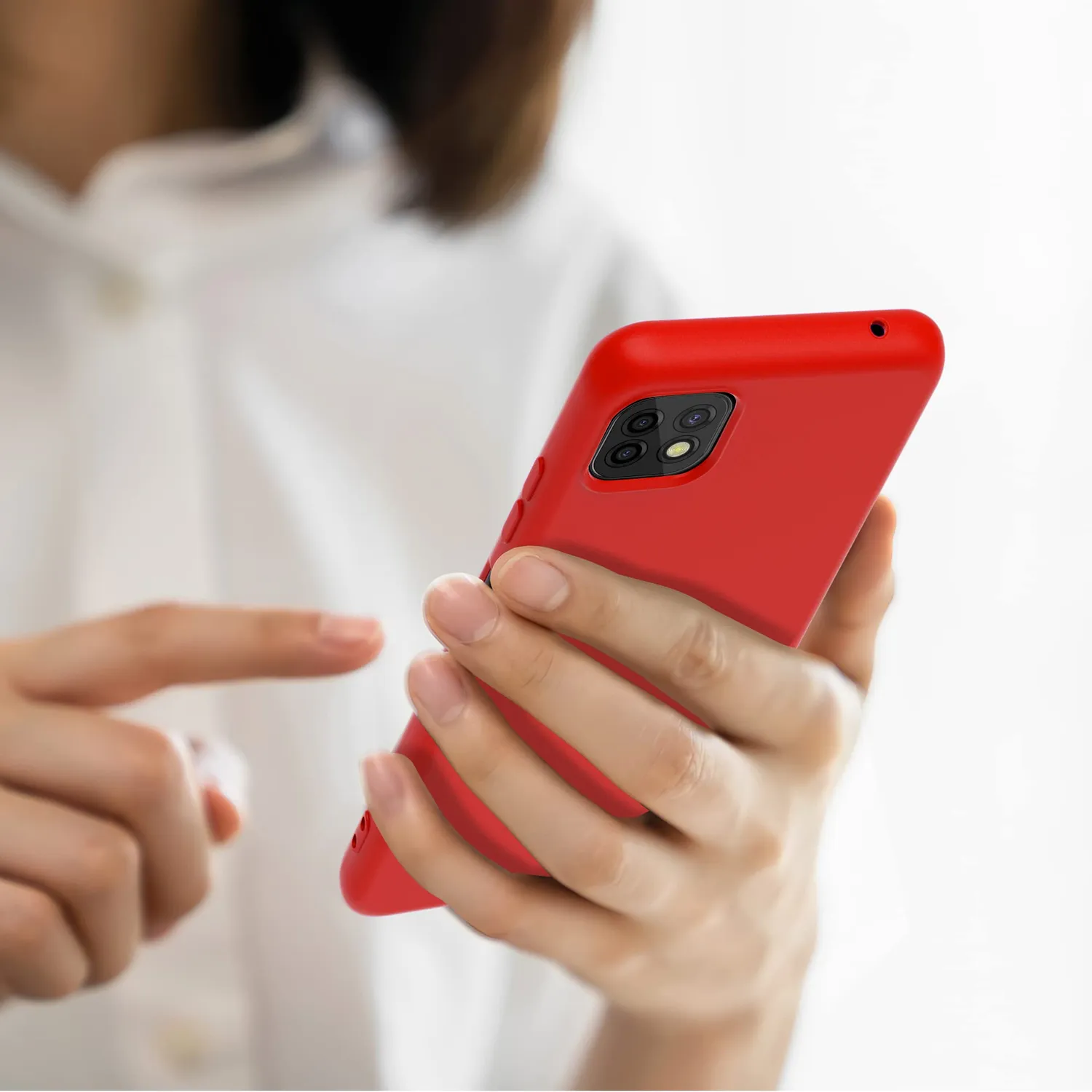 YATWIN Galaxy A22 5G Handyhülle Rot TPU matt