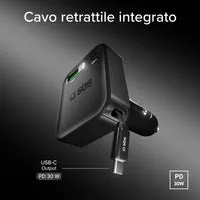 SBS Autoladegerät mit einziehbarem USB-C Kabel 60cm 35W