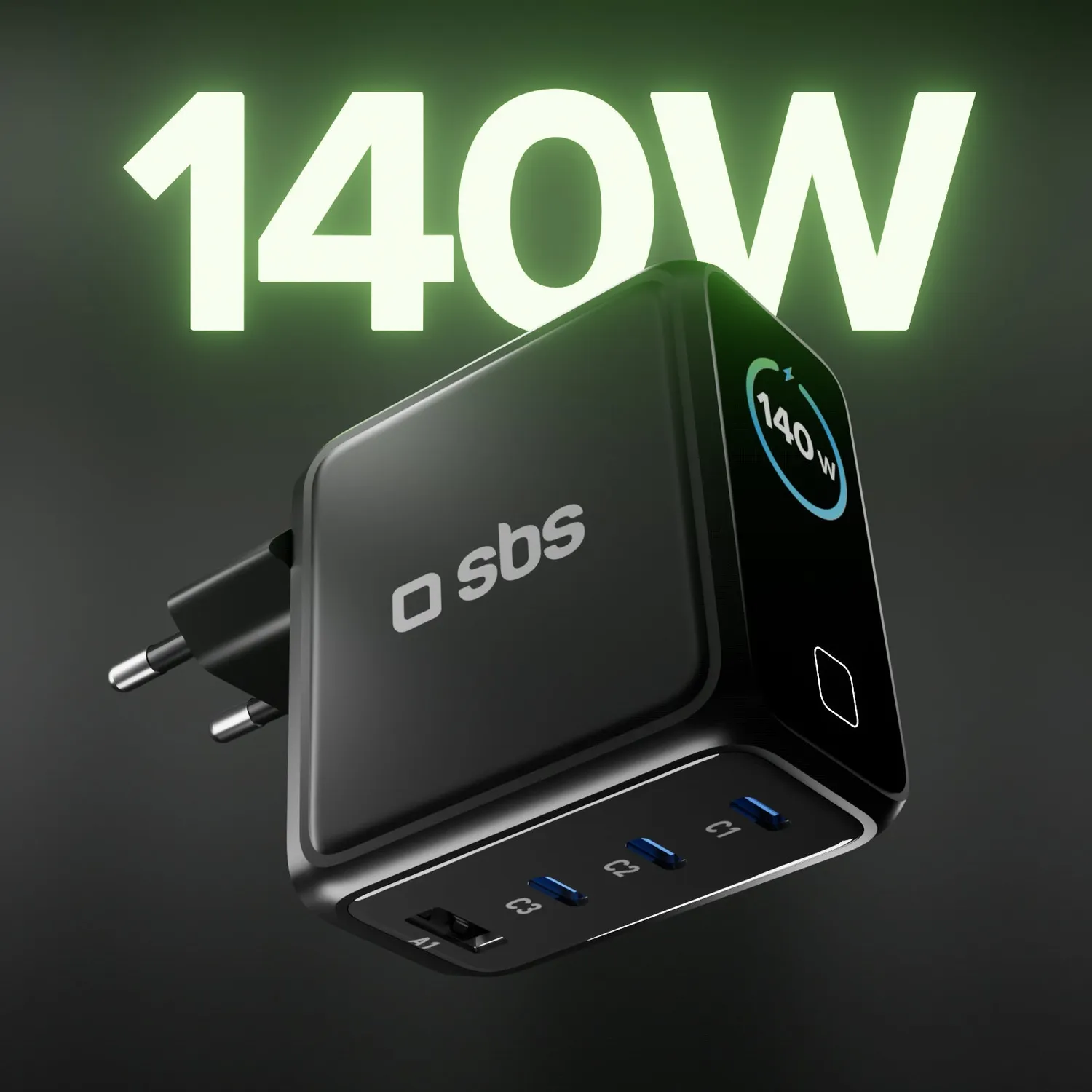 SBS Pulse Power GaN Ladegerät 140W TFT 4-Port