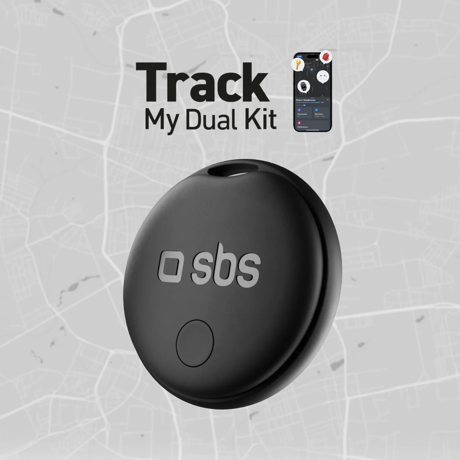 SBS Wireless Tracker Apple Find My Google Schwarz