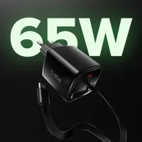 SBS 65W GaN USB-C Wandladegerät Retractable Kabel 75cm Dual-Port