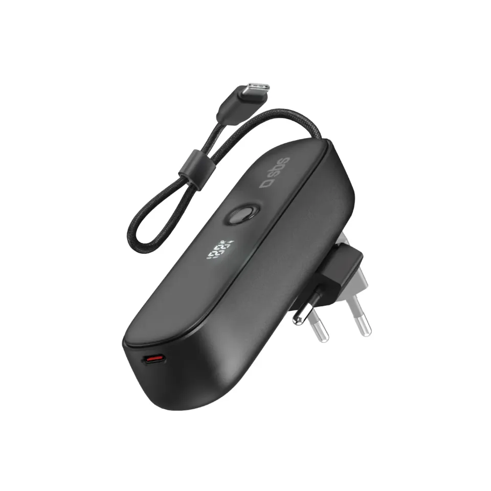SBS Hybrid 5000mAh PD 20W Powerbank mit Stecker