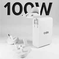 SBS 100W Reise-Ladegerät universal 4-Port mit Adapter