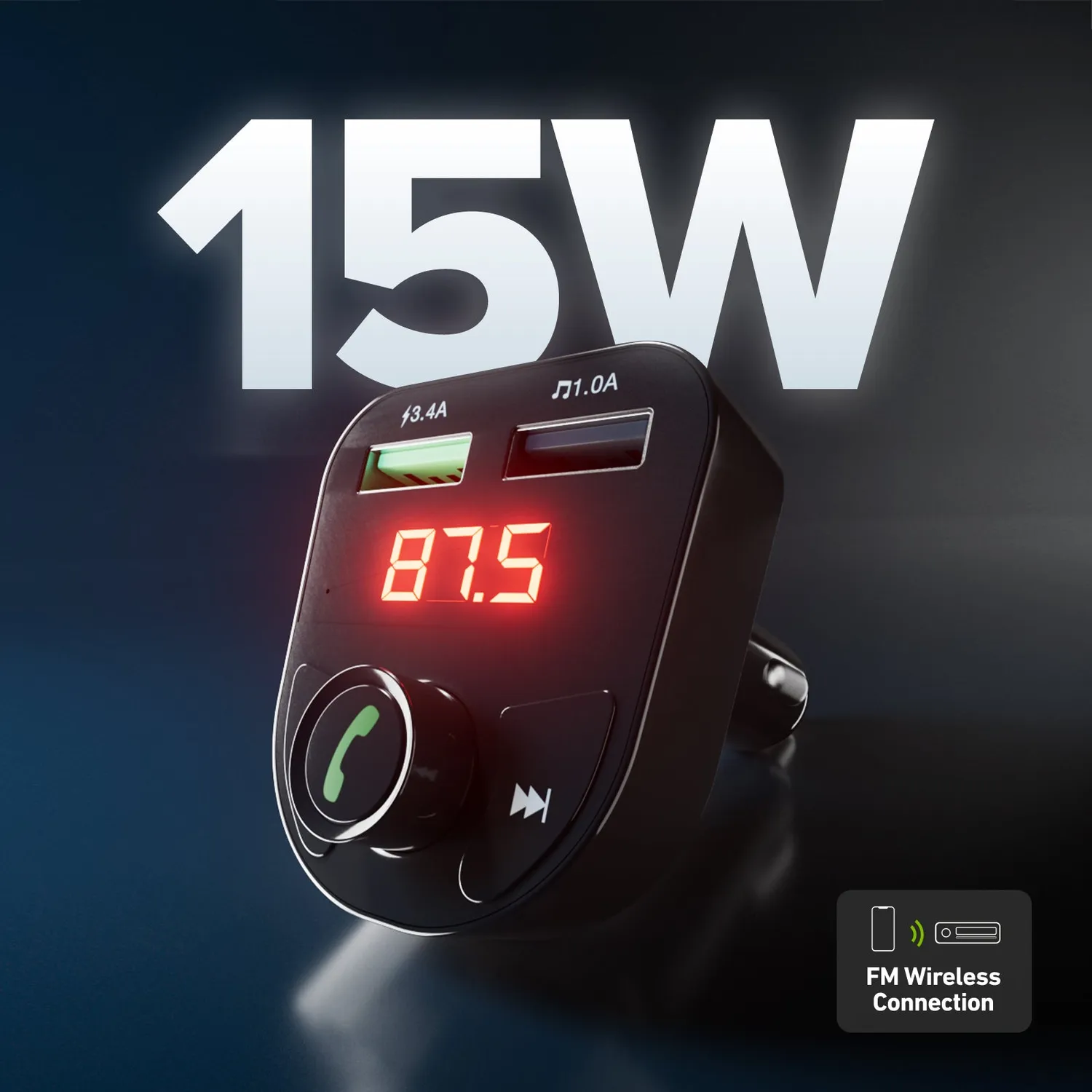 SBS 15W Autoladegerät mit FM-Transmitter Bluetooth USB