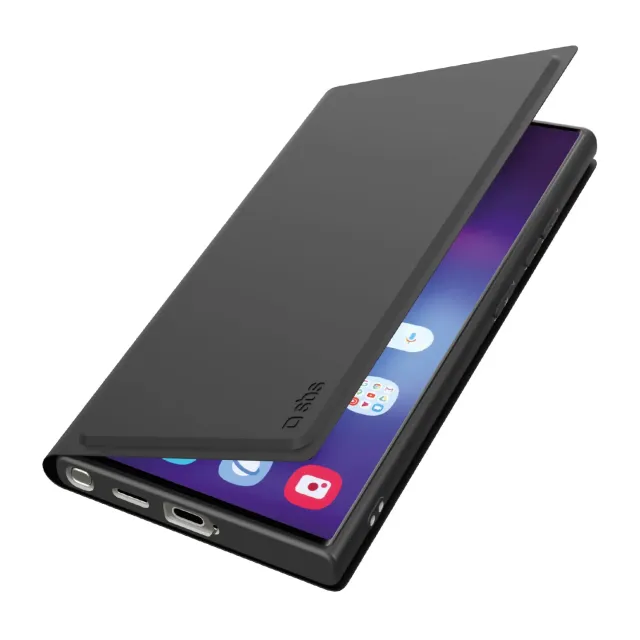 SBS Wallet Smooth S25 Ultra Klapphülle Schwarz Stand