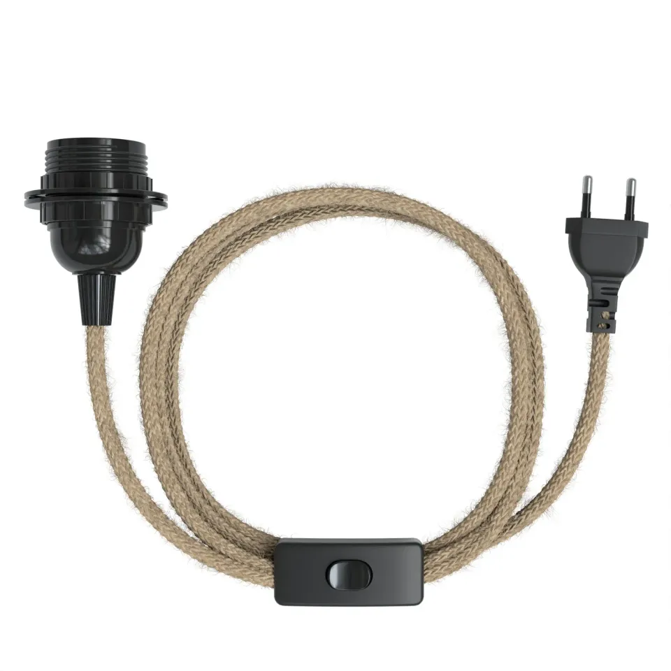 EAZY CASE Lampenfassung E27 Jute Braun mit Schalter Kabel