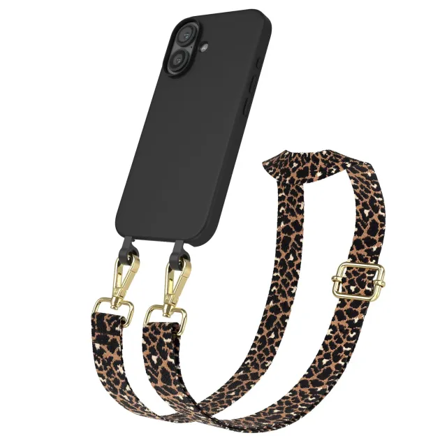 EAZY CASE iPhone 16 Handykette Hülle Leo Schwarz Braun