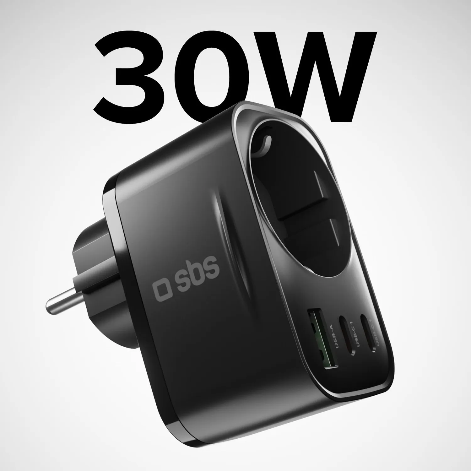 SBS Multi-Socket 30W Wandlader Schuko USB-C/A