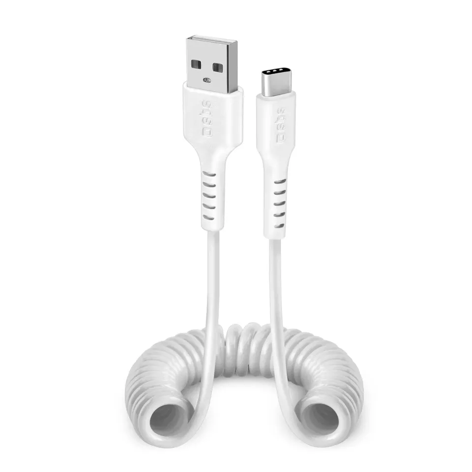 SBS Spiral-Kabel USB-C auf USB 1m schwarz