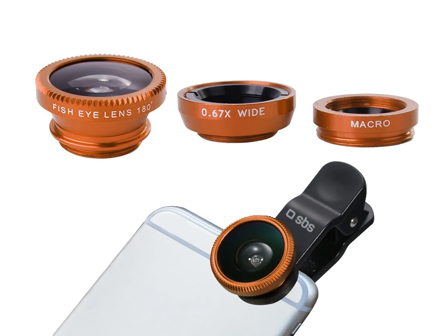 SBS Smartphone Linsenset 3in1 Makro Weitwinkel Fisheye