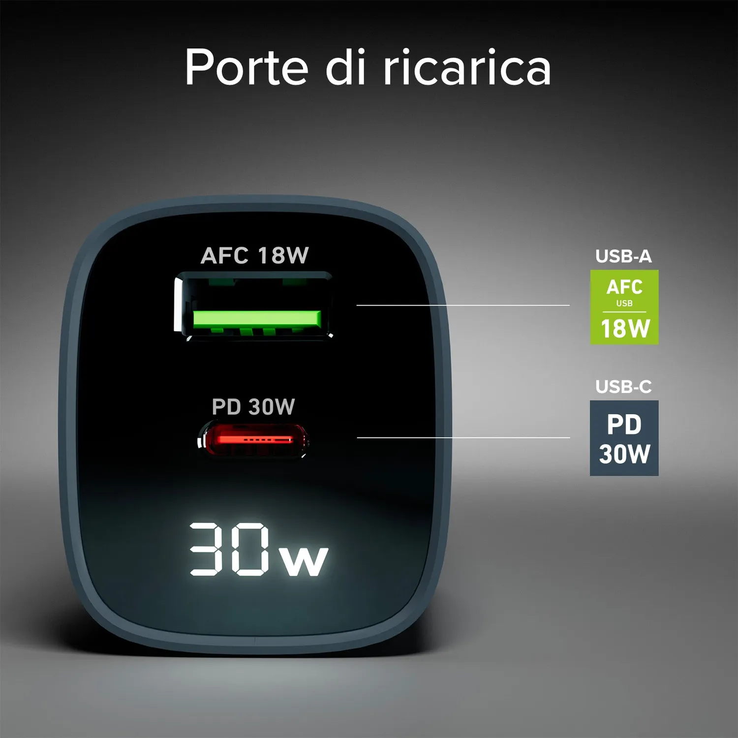 SBS Power Control Ladegerät 30W USB-C LCD Schwarz