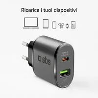 SBS Power Delivery Wandladegerät 25W USB-C USB-A Schnellladen