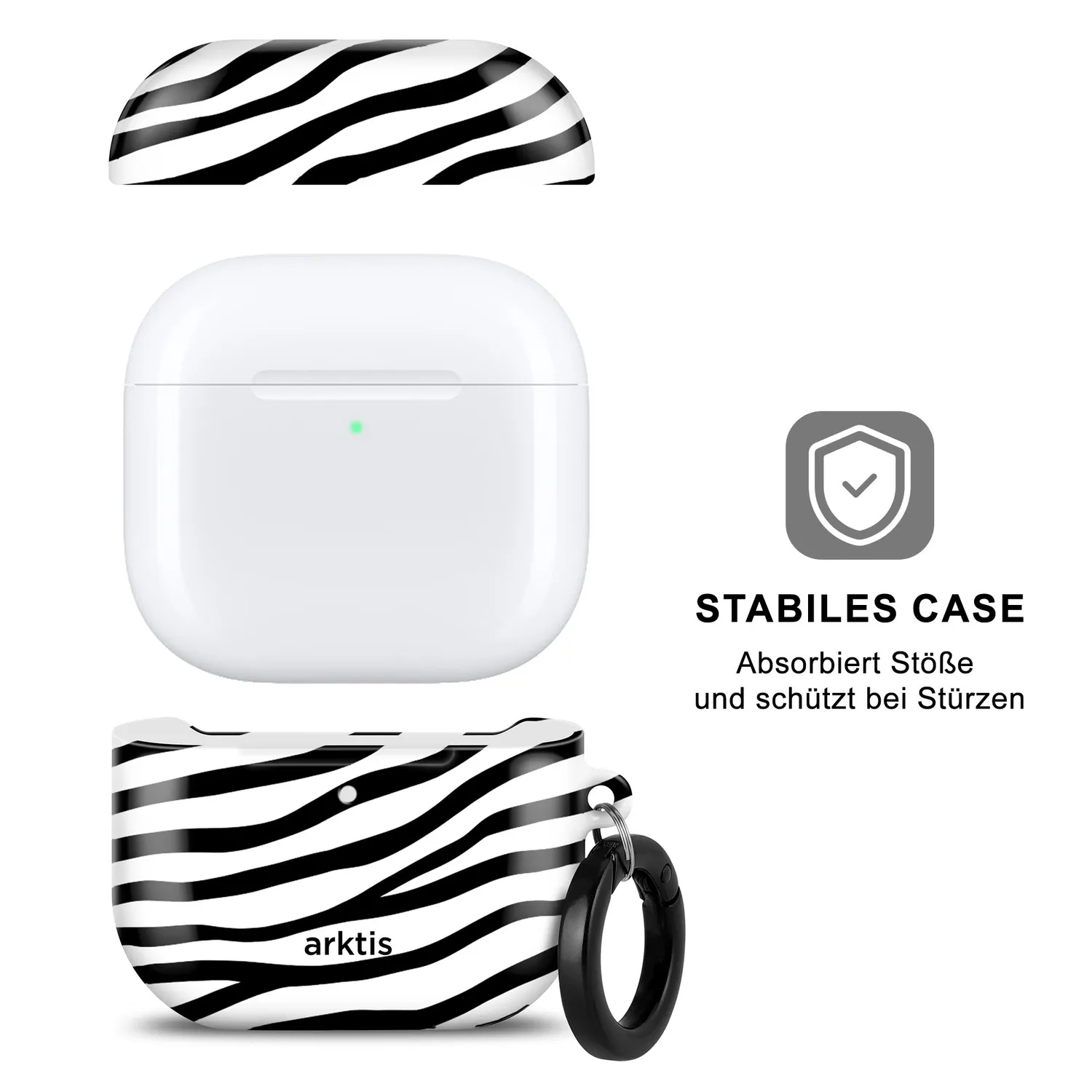 arktis AirPods 4 Hülle Zebra Qi-Laden