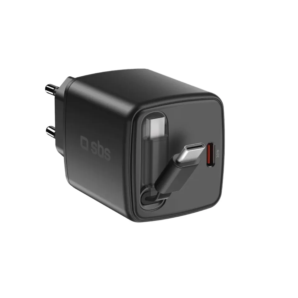 SBS GaN USB-C Ladegerät 30W mit Kabel 75 cm
