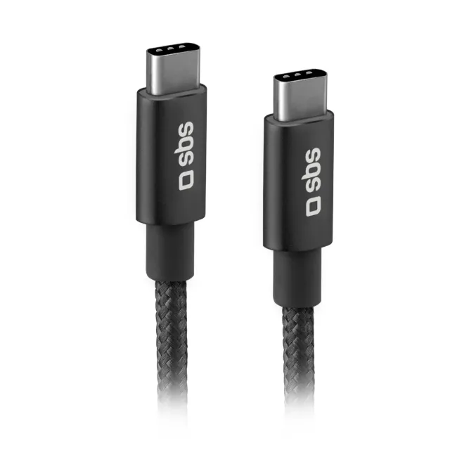 SBS USB-C auf USB-C Kabel 1,5m 25W PD Gewebe schwarz