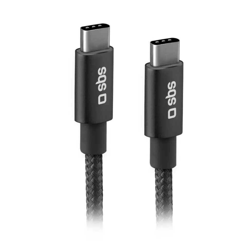 SBS USB-C auf USB-C Kabel 1,5m 25W PD Gewebe schwarz
