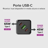 SBS GaN Ladegerät 65 W PD USB-C Dreifach kompakt