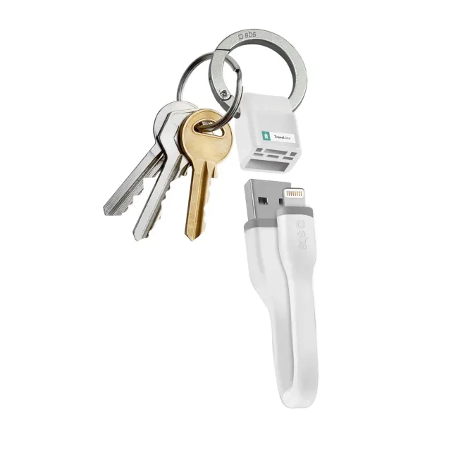 SBS USB Lightning Ladekabel mit Schlüsselring weiß kurz