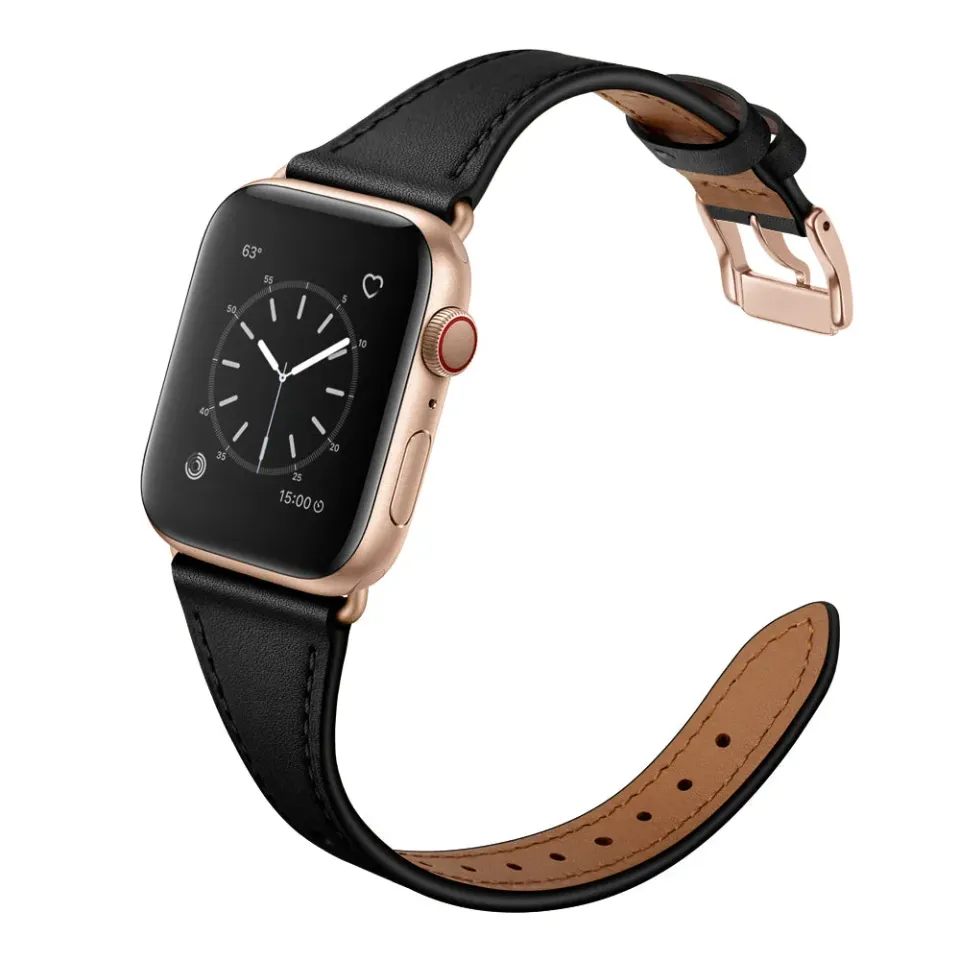 arktisband Napoli Apple Watch Armband Leder Schwarz