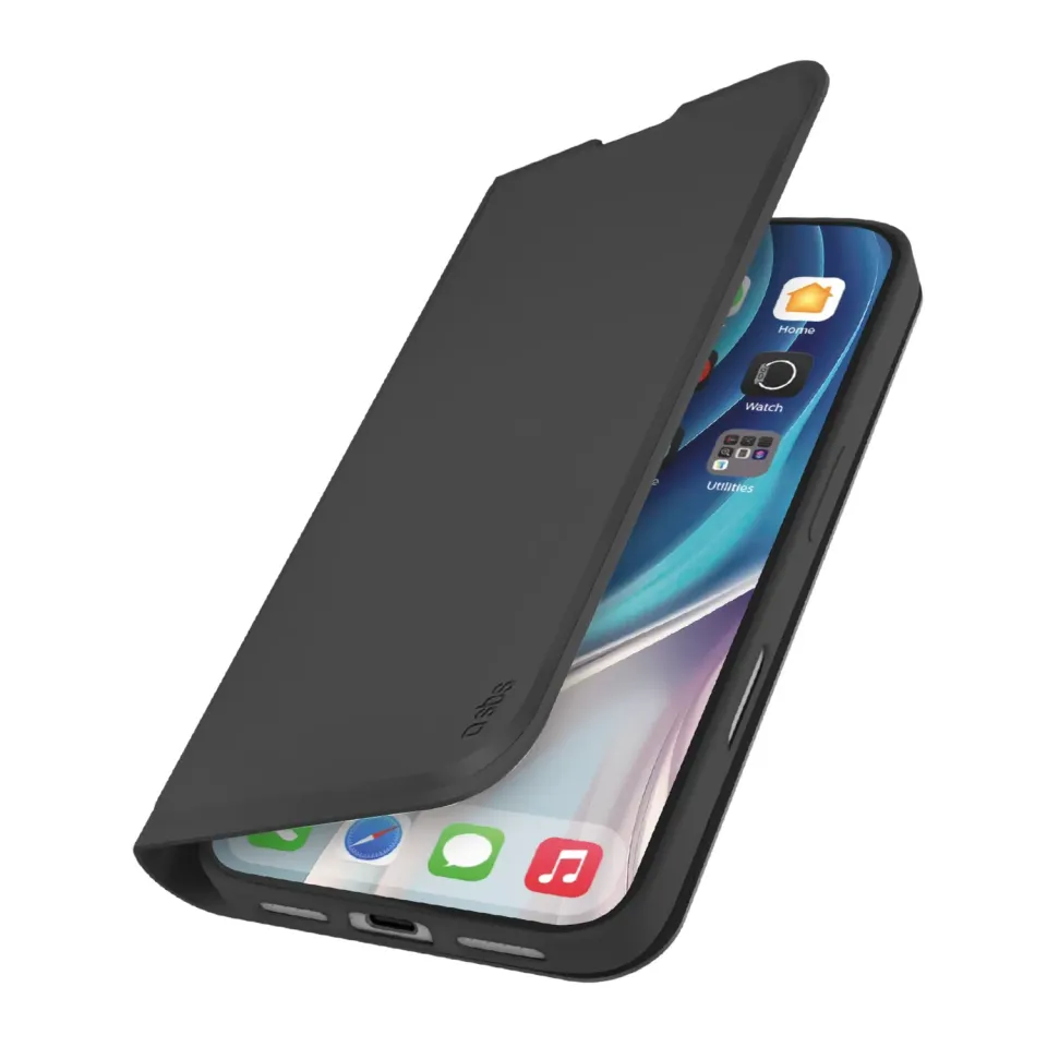 SBS Wallet Smooth iPhone 17 Pro Hülle Schwarz Stand