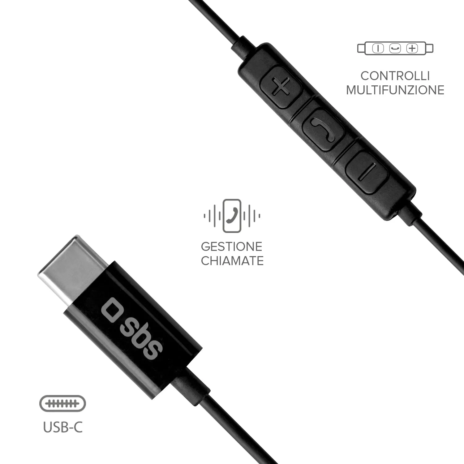 SBS Studio Mix 100c In-Ear-Kopfhörer USB-C Schwarz mit Mikrofon