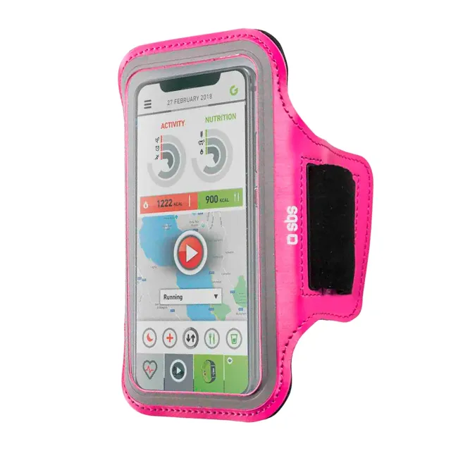 SBS Sport Armbandhülle bis 5 Zoll rosa mit Touch-Fenster