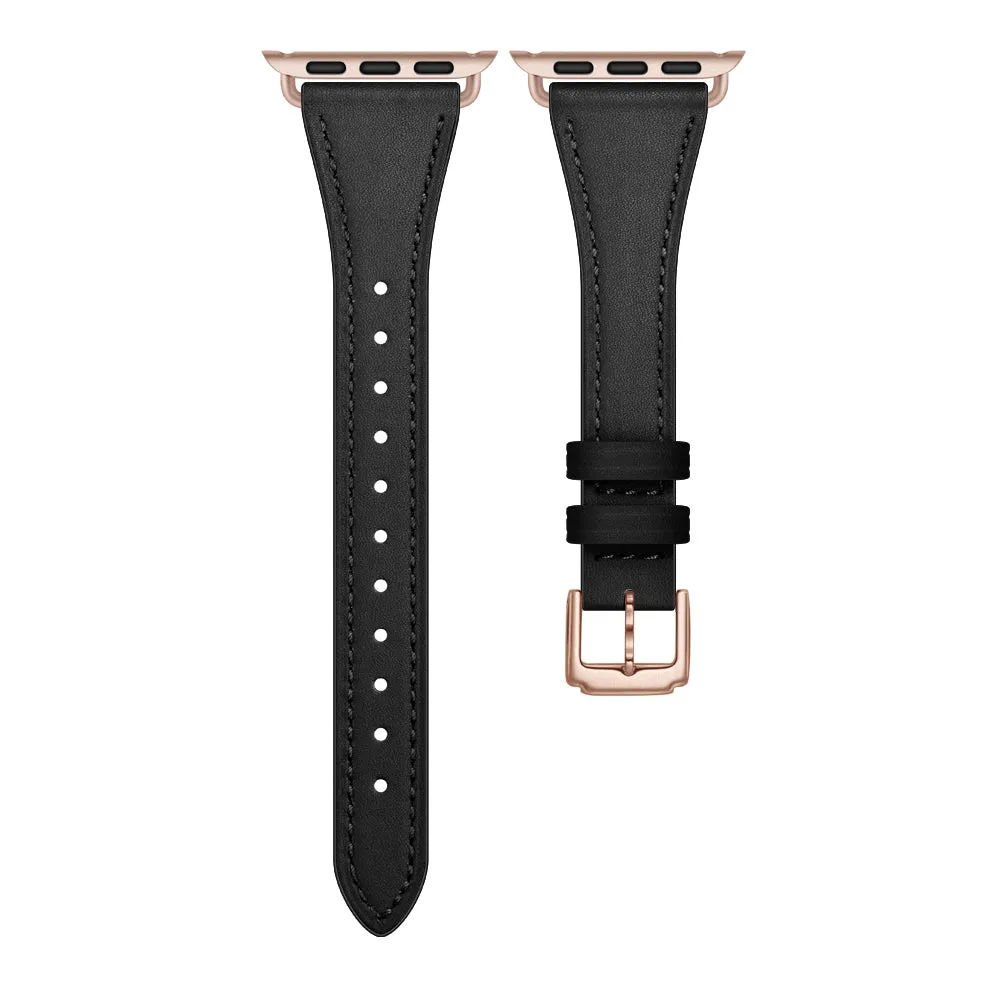 arktisband Napoli Apple Watch Armband Leder Schwarz