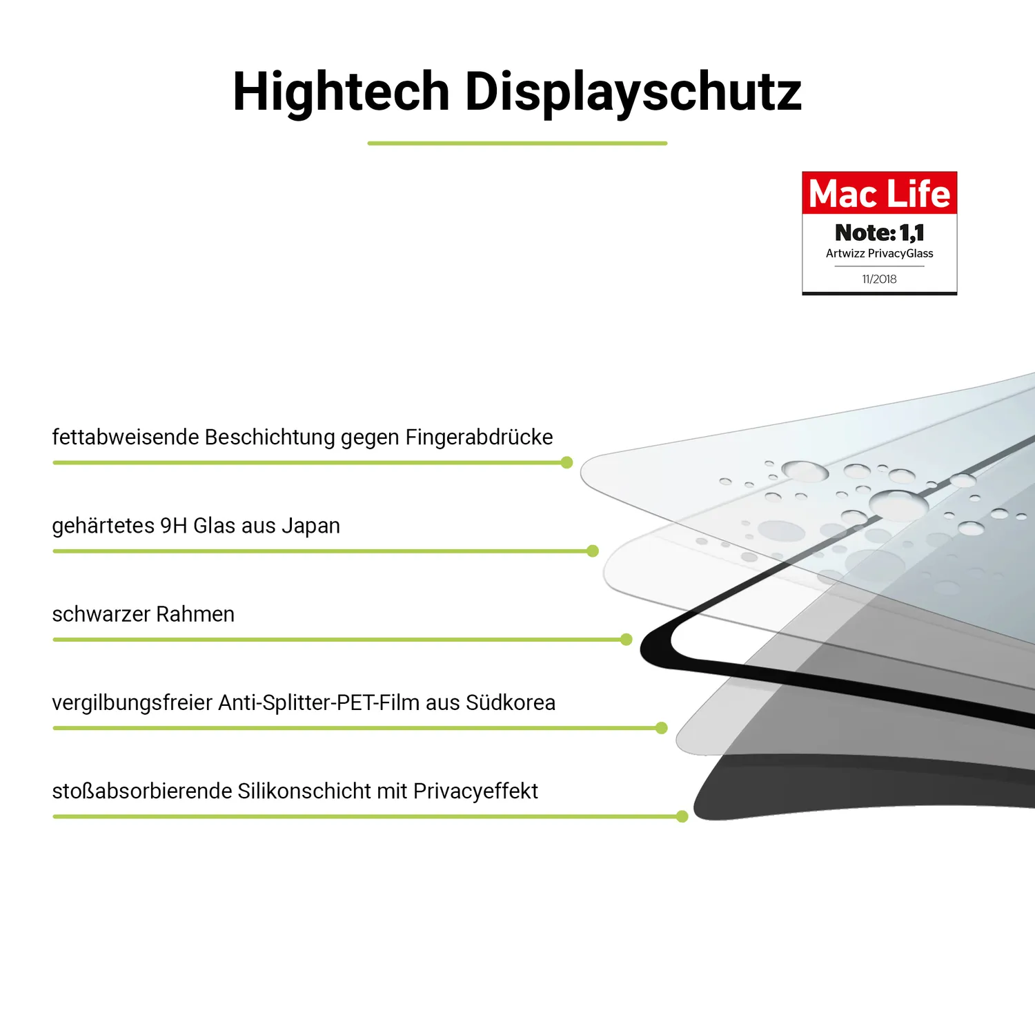 Artwizz PrivacyGlass iPhone 16 Displayschutz Blickschutz