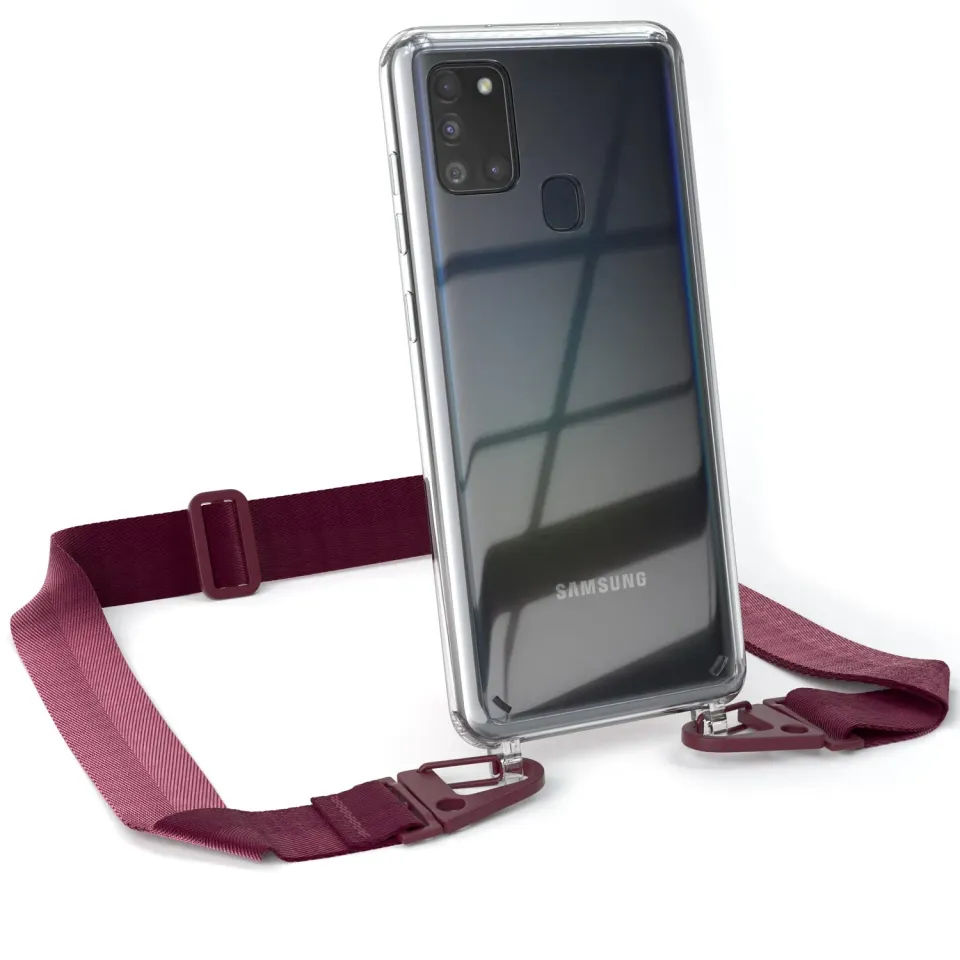 EAZY CASE Galaxy A21s Handykette Beere transparent Stoßschutz