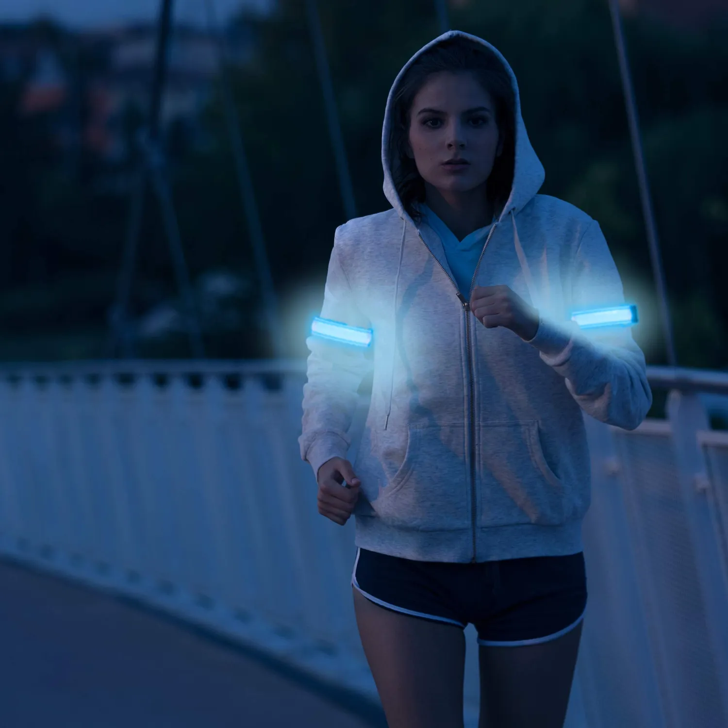 EAZY CASE LED Armband Blau 4er Leuchtband Klett 3 Modi