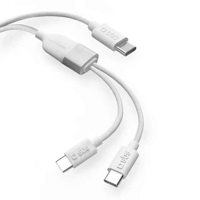 SBS USB-C Splitter Y-Kabel 60W PD 1,5 m Gewebe
